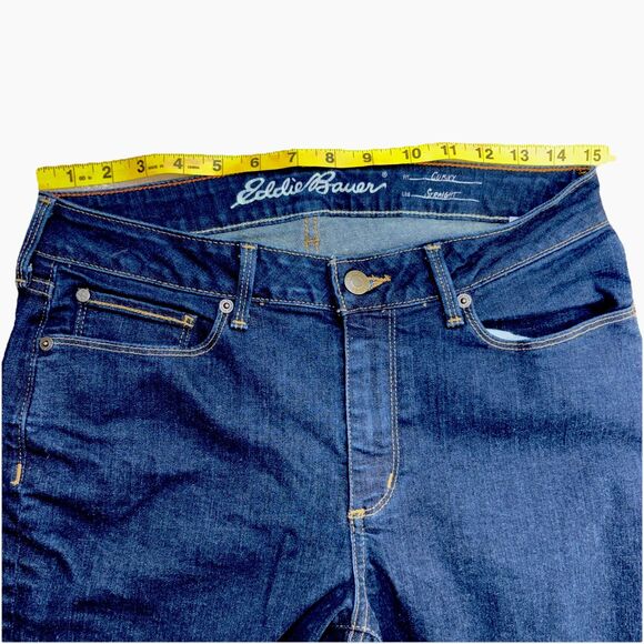 Eddie Bauer Jeans Women’s 8 Tall Curvy Straight Leg Dark Wash Denim Mid Rise - Picture 9 of 11